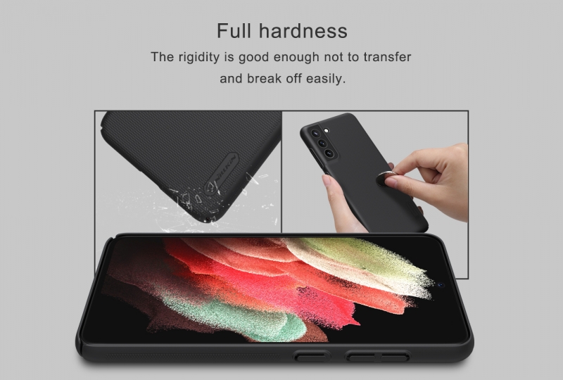 Ốp Lưng Samsung Galaxy S21 FE Hiệu Nillkin Dạng Sần có bề mặt được sử dụng vật liệu PC không ảnh hưởng môi trường, có tính năng chống mài mòn, chống trượt, chống bụi, chống vân tay và dễ dàng vệ sinh